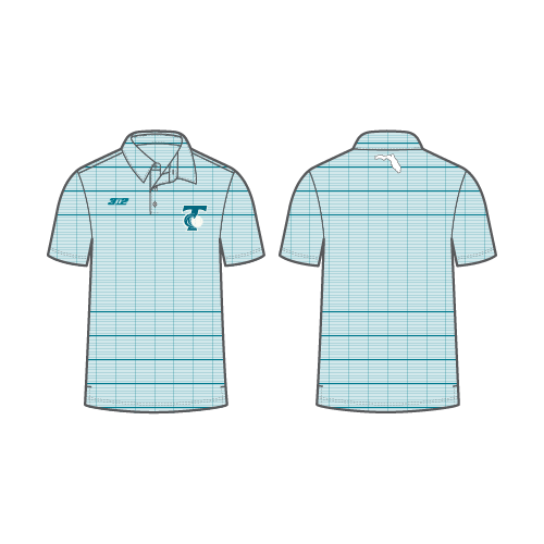 Tide Mens SS Polo - T Logo - Teal Stripe
