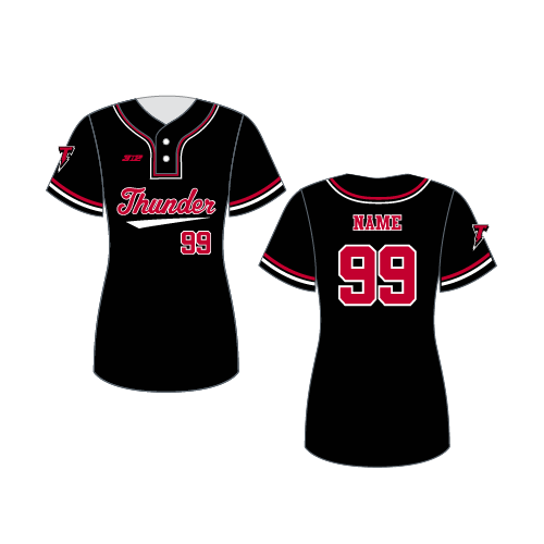 SJ Thunder Womens 2 Button Jersey - Black