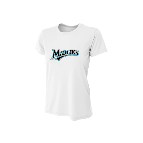 Marlins Womens SS Dri Fit - White