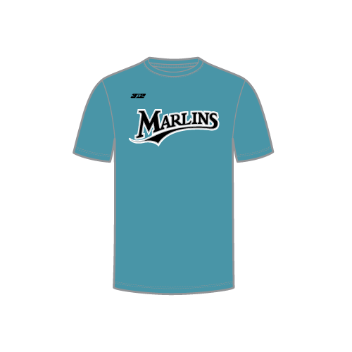 Marlins Mens Sublimated SS Dri Fit Crew Neck - Blue
