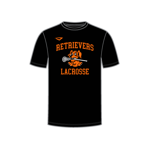 Retrievers Lacrosse Mens Sublimated SS Crew Neck Performance Shirt - Stick Logo - Black