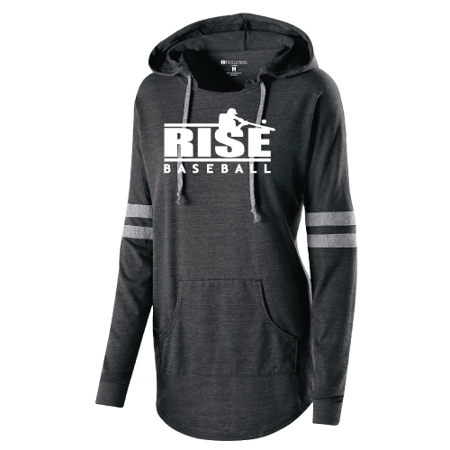 Rise Womens Lightweight Hooded Pullover - Hitter Logo - Black