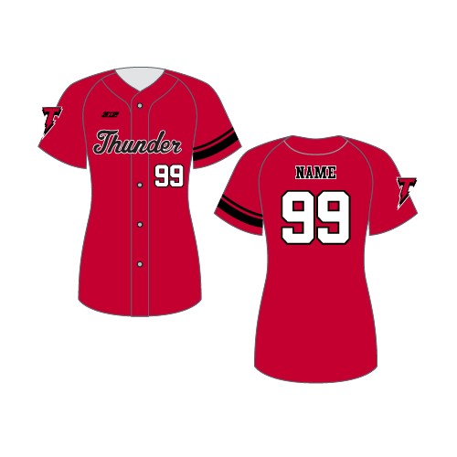 SJ Thunder Womens Full Button Jersey - Red